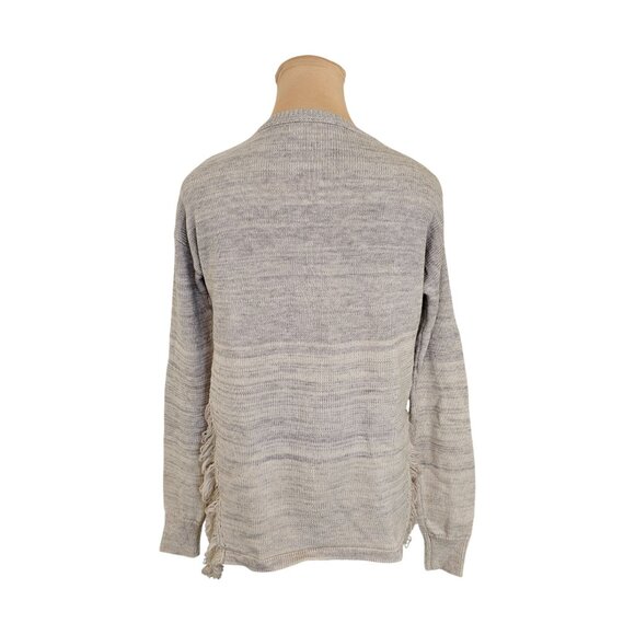 One Grey Day Light Grey Distressed Side Detail Sweater Sz L - Picture 6 of 10